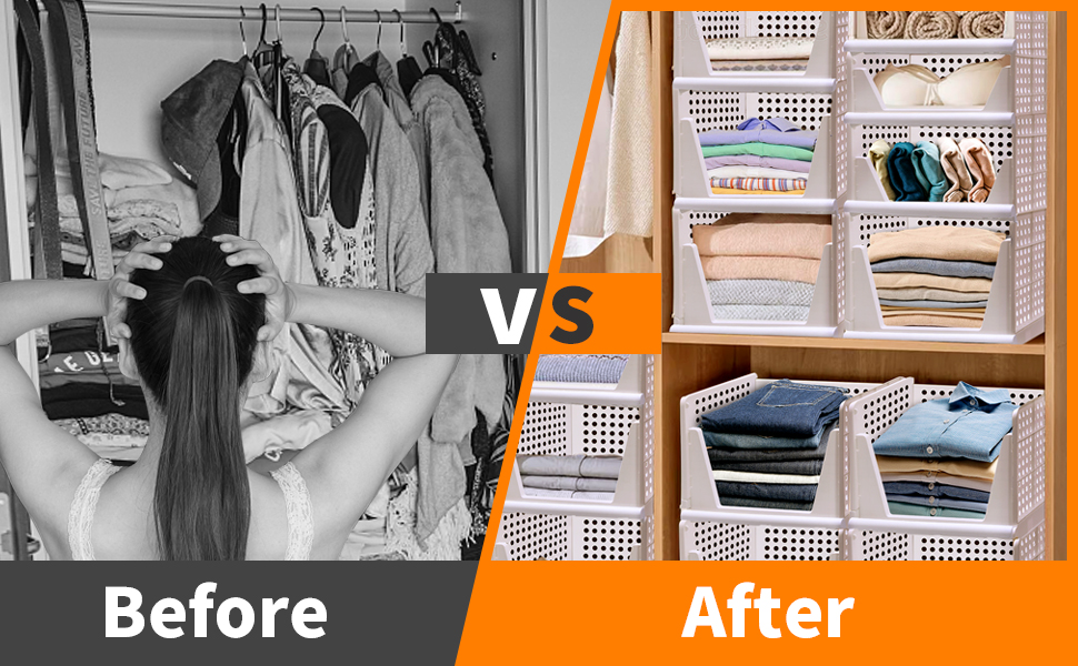 Easterville Stackable Foldable Wardrobe Storage Box Organiser, 3 Set