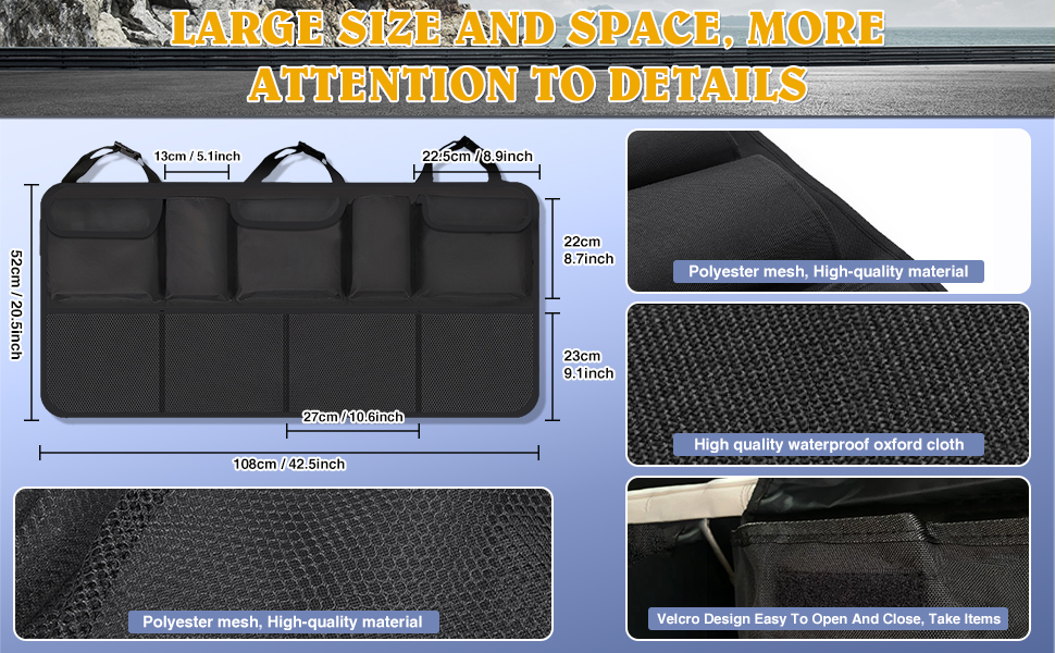Trunk Organizer for SUV,Car Organizers and Storage Back Seat Foldable