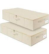 Under Bed Storage, 2 Pack Clothing Storage Bags W/ Upgraded Handles, Large Capacity Underbed Shoe...