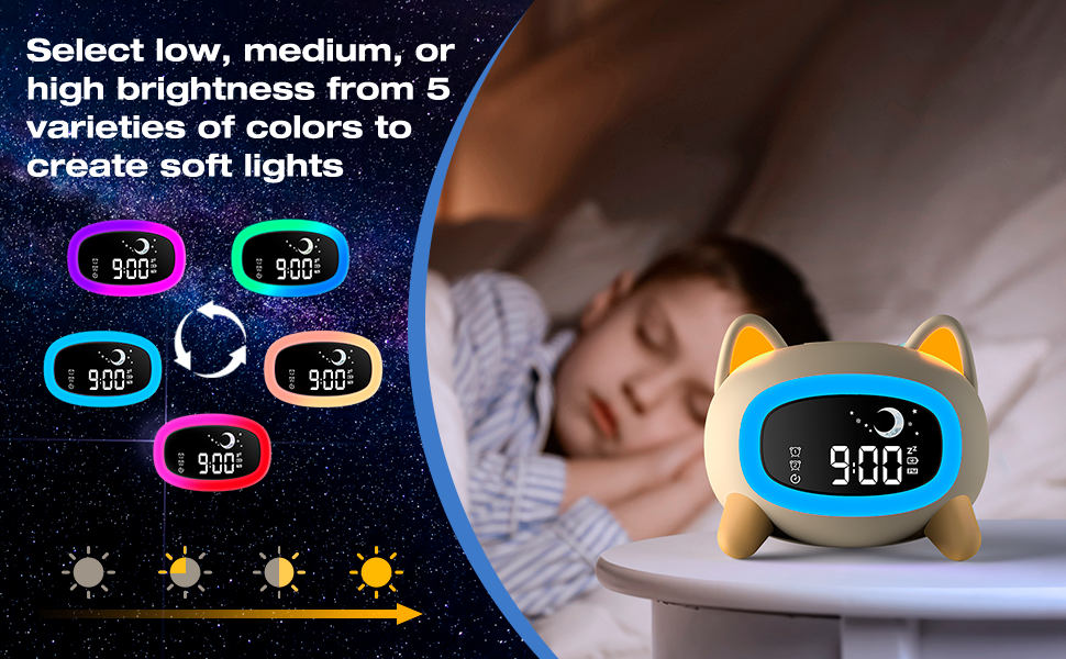 Lemnoi Kids Alarm Clock Sleep Trainer Clock Moon and Sun Children's