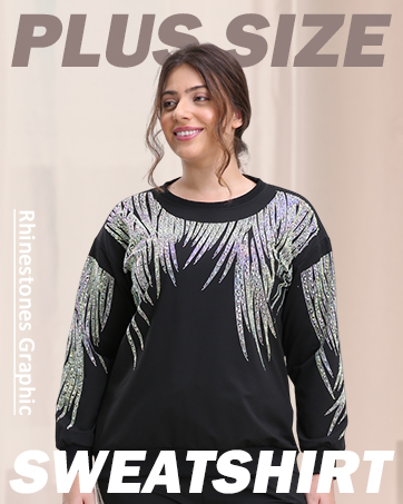 Plus Size Rhinestones Sweatshirt