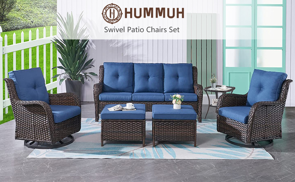 HUMMUH Outdoor Furniture Set 6 Pieces Patio Furniture