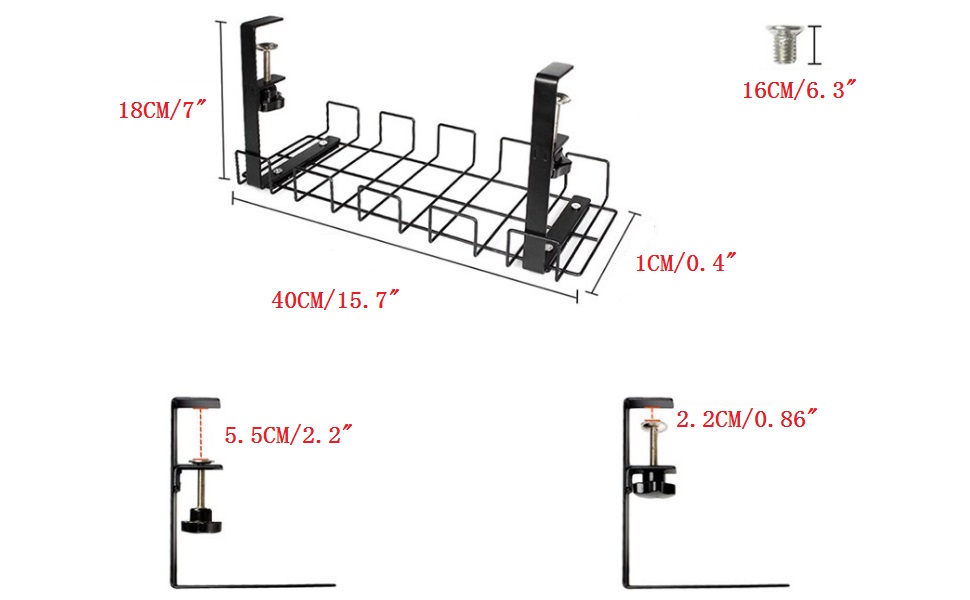 2 Pack Under Desk Cable Management Tray,POATOW Under Desk Cord