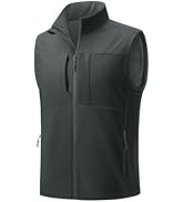 TACVASEN Men's Windproof Lightweight Vest Waterproof with Pockets Softshell Sleeveless Fleece Jac...