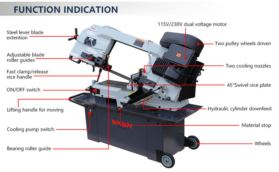 KAKA INDUSTRIAL BS912B Metal Band Saw 9" Horizontal Metal Cutting Band