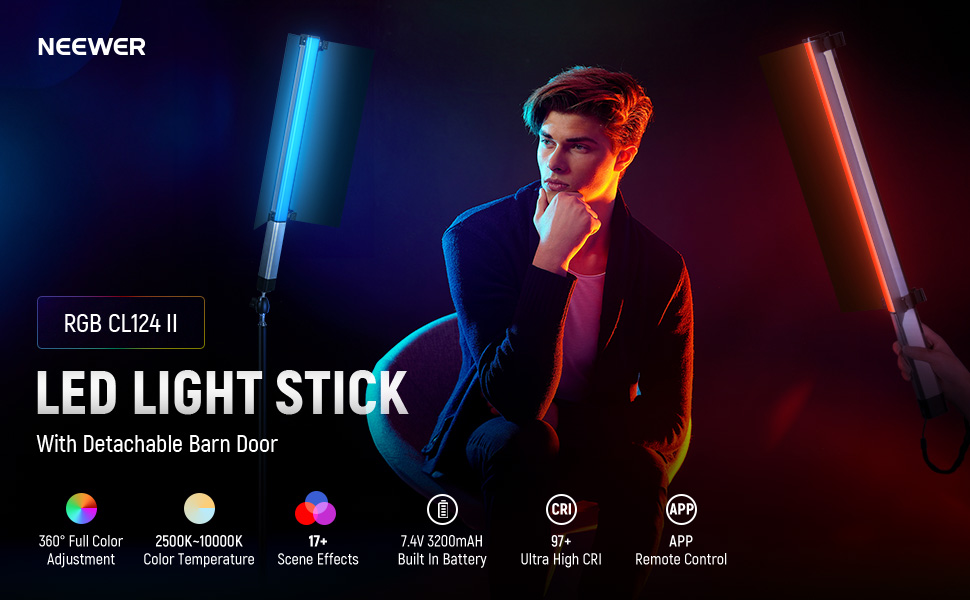 NEEWER CL124 スティックライト 光る部分40cm バーンドア付 NEEWER CL124 スティックライト 光る部分40cm バーンドア付