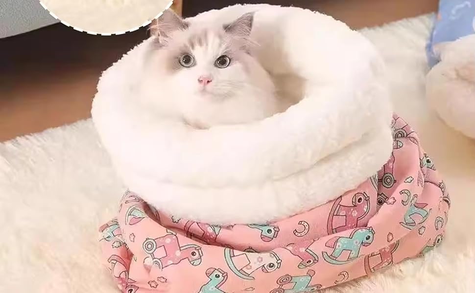 Indoor cat sleeping peacefully inside snugglebag