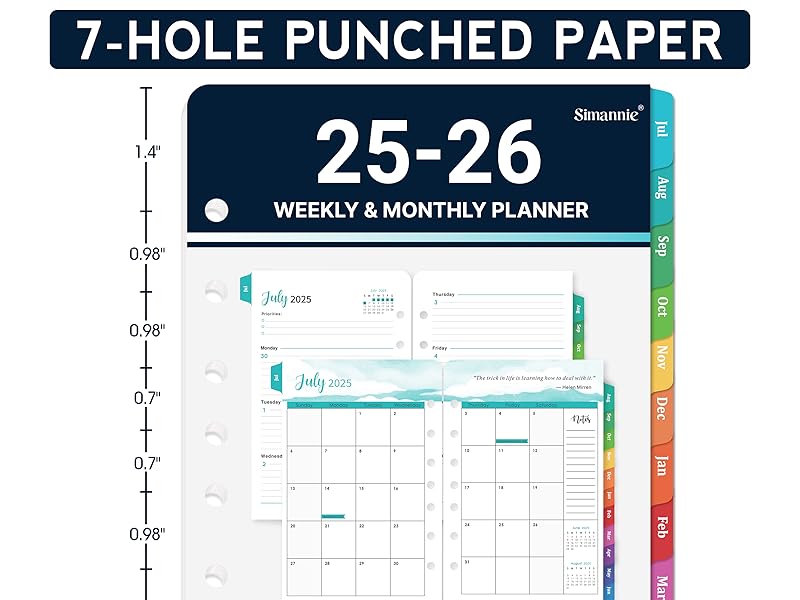 I’m PINCHm 30ml × ❷／2025年7月末 Amazon.com : 2025-2026 Monthly Planner Refills - 7-Hole