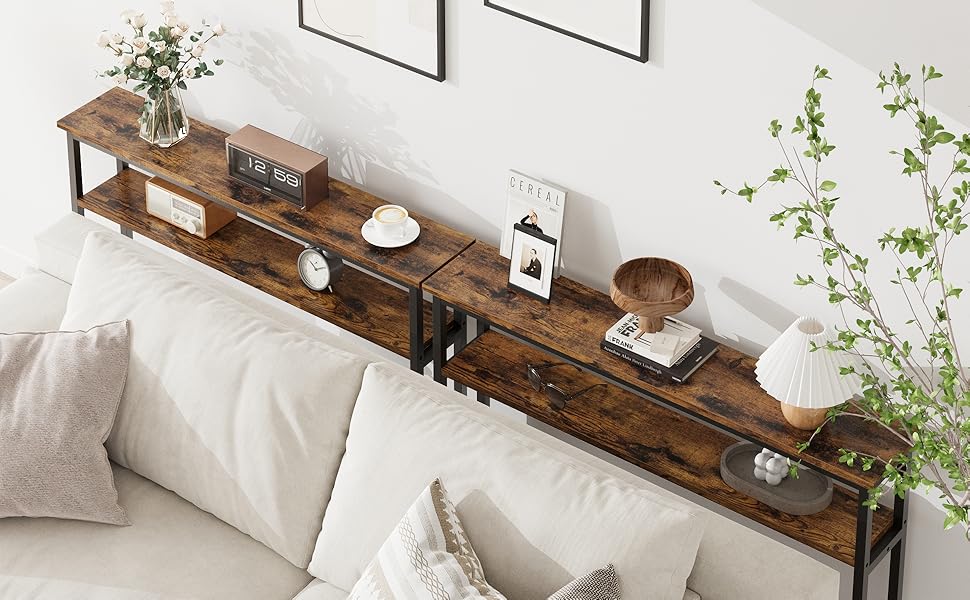 IDEALHOUSE 5.9" Narrow Sofa Table, 2 Tier Skinny Console