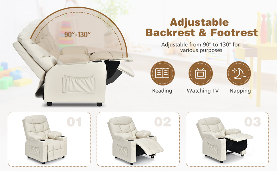 Adjustable Lounge Chair with footrest, backrest for reading, watching TV, napping