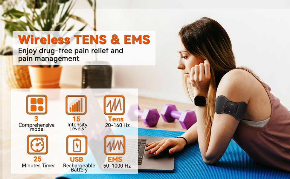 MIUTARMINI Wireless Tens Machine for Pain Relief,Nerve Muscle
