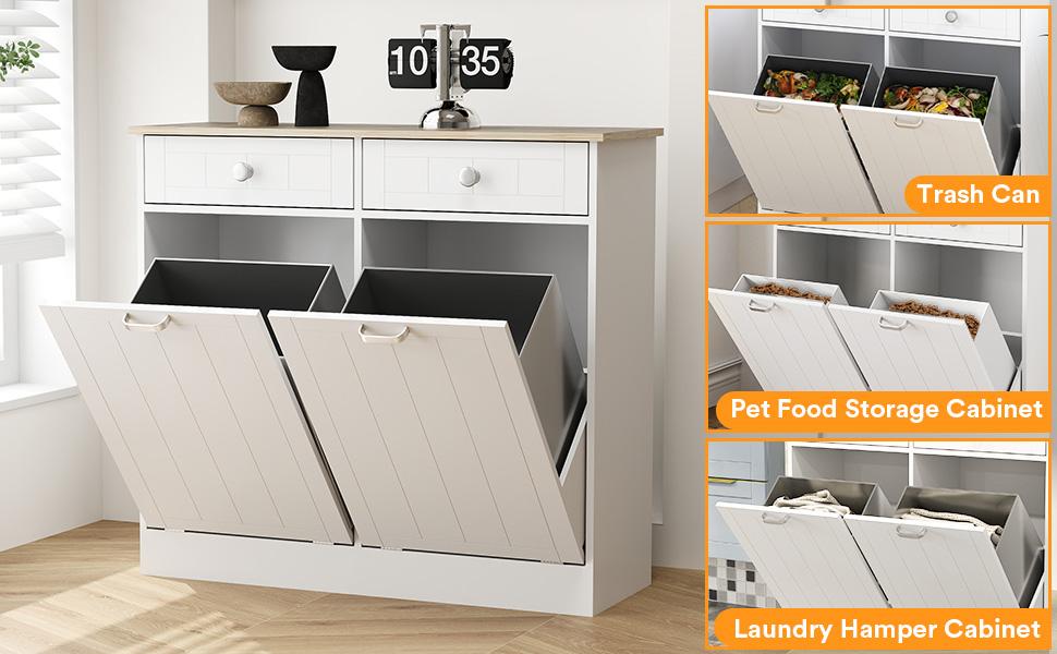 double tilt out trash can cabinet