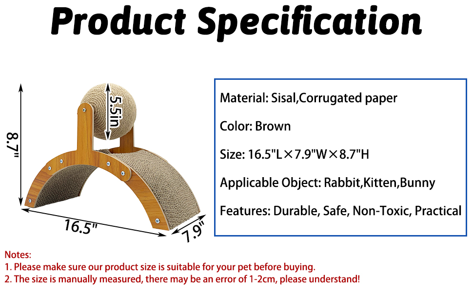 Fhiny Rabbit Scratch Toy, Natural Sisal Rabbit Scratching