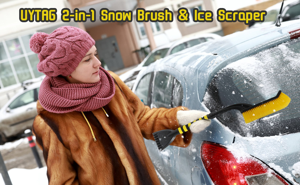 UYTAG Car Ice Scraper, 2in1 Ice Scraper for Car Windscreen with Snow
