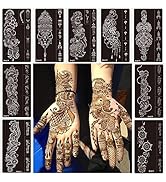 9 Sheet Temporary Tattoo Stencils,Henna tattoo kit Reusable henna Tattoo Sticker Indian Temporary...