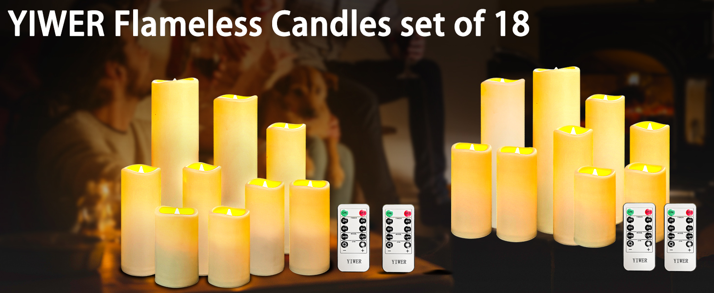 YIWER Plastic Waterproof Flameless Candles Set of 18
