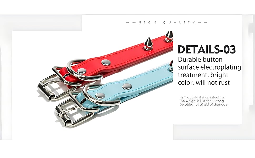 Small Dog Collar with Spikes, Spiked Cat Collar Pu Leather