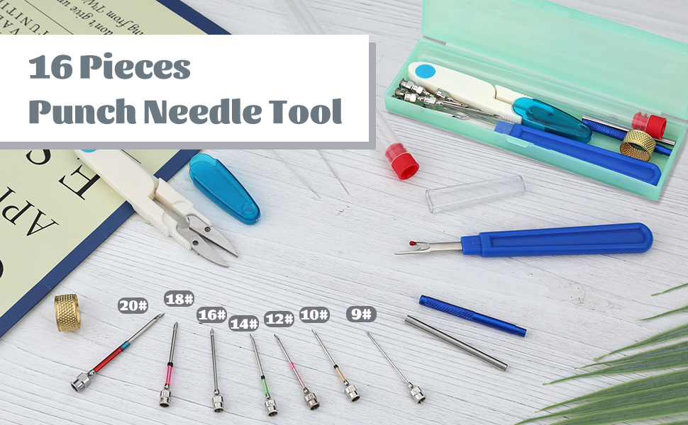 Needle Punch Tool Kit, 16 Pieces Punch Needle Tool, Punch Needle