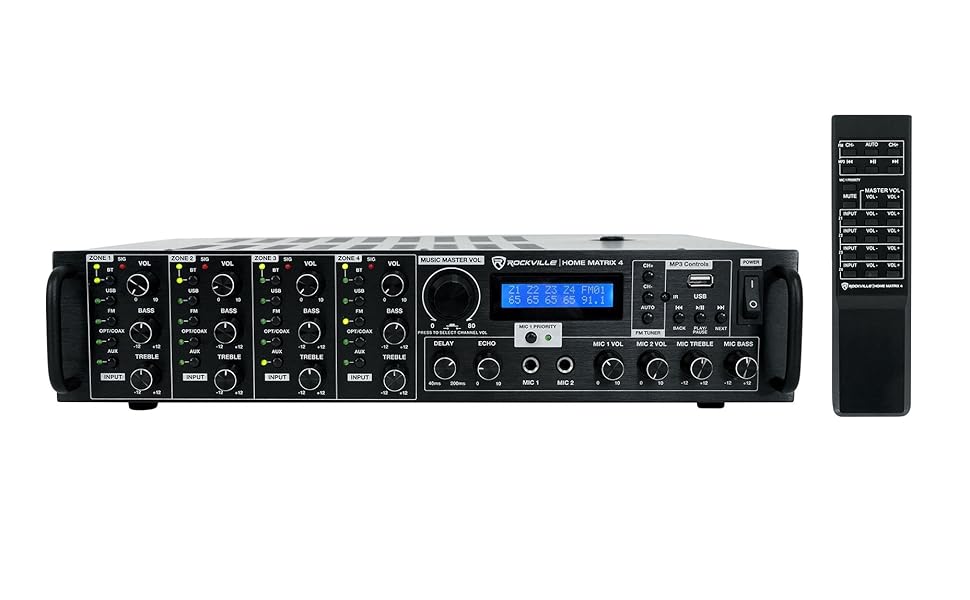 Rockville Home Matrix 4 Zone 600w Multi Room Receiver for