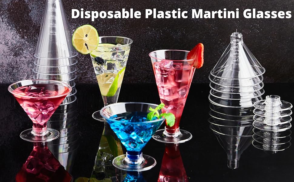 Zezzxu 40 Pack Plastic Martini Glasses 5 oz Disposable