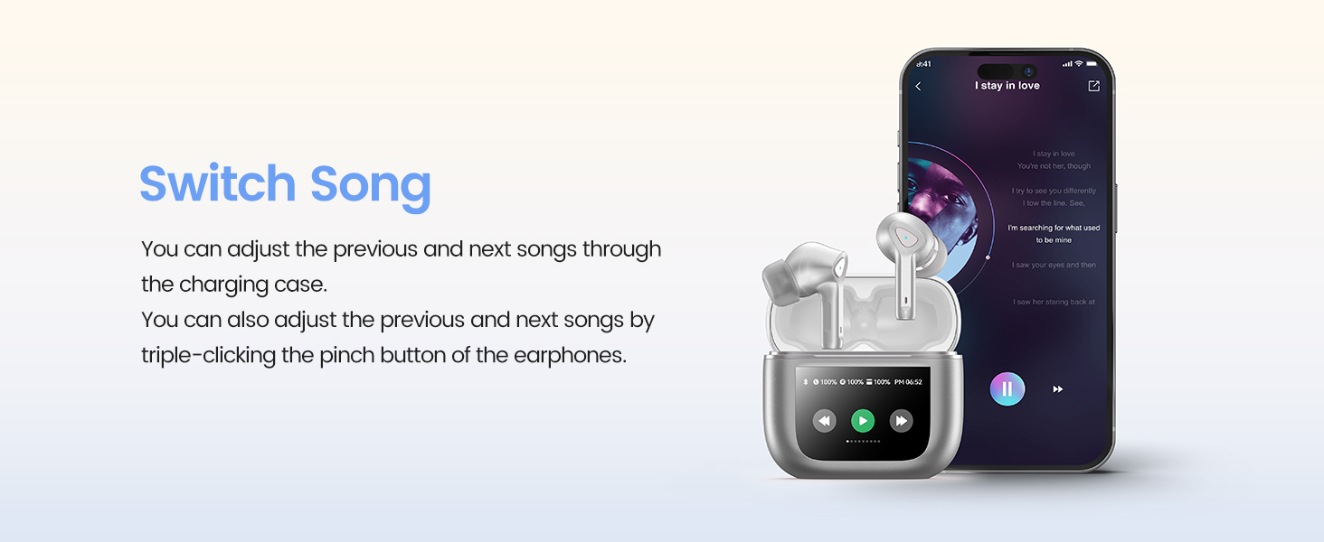 touch screen earbuds wireless bluetooth