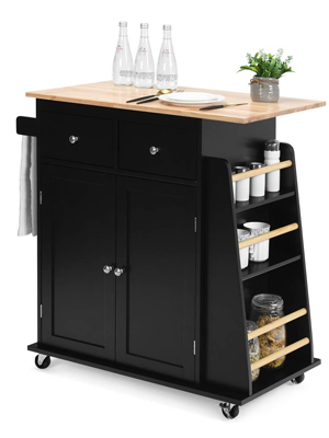 black kitchen island