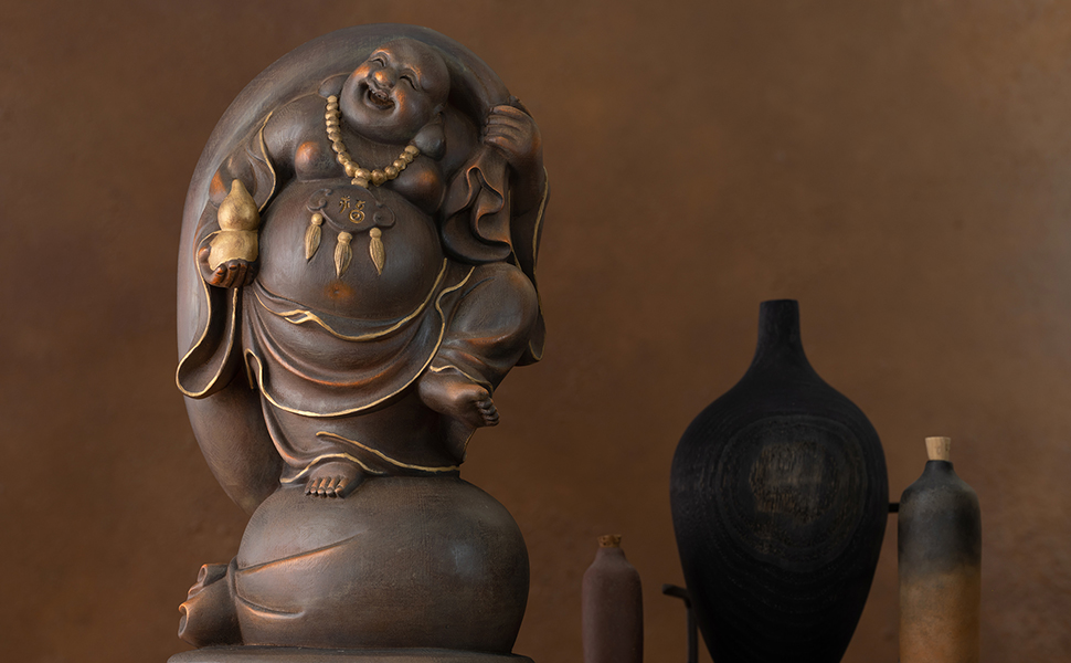 Amazon｜定額山壽量院 祈祷開眼 布袋尊（木製：桧/古美彩色）＿