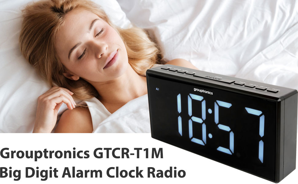 Grouptronics Large Digital Alarm Clock Radio Mains Powered, 9" Large