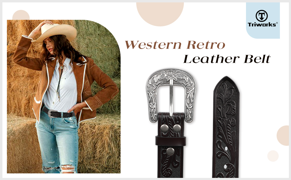 エルメス 40 L ヴィンテージ ボタニカル 車 総柄 ベスト TRIWORKS Western Belts for Women Men Cowgirl Cowboy Embossed