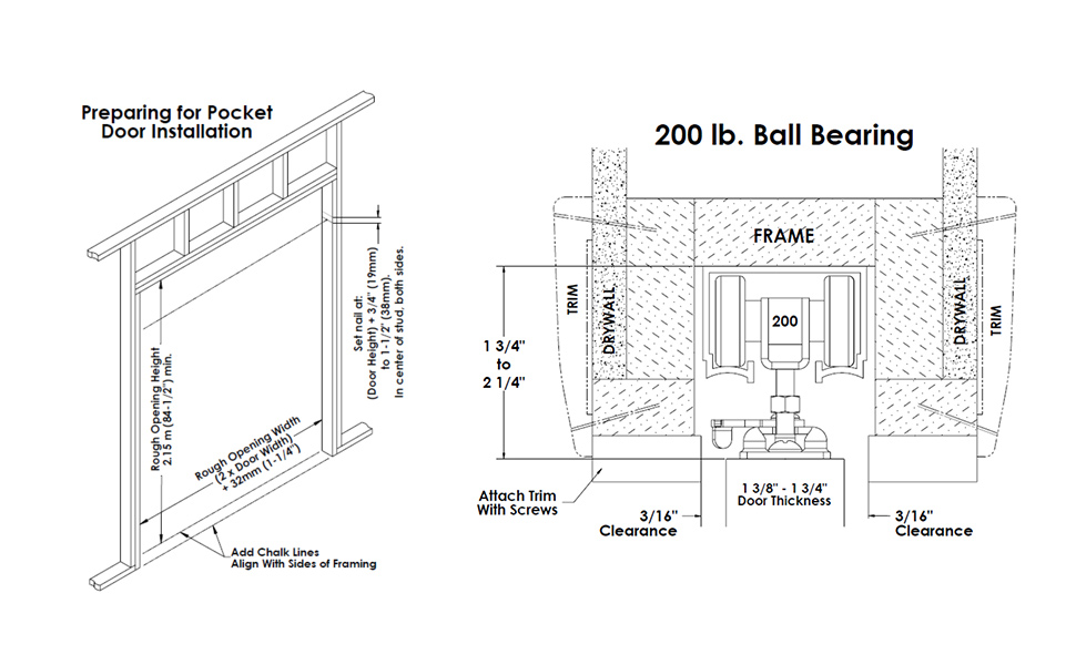 AWDIA 36x80" Pocket Door Frame Kit, Sliding Pocket Poor Hardware with