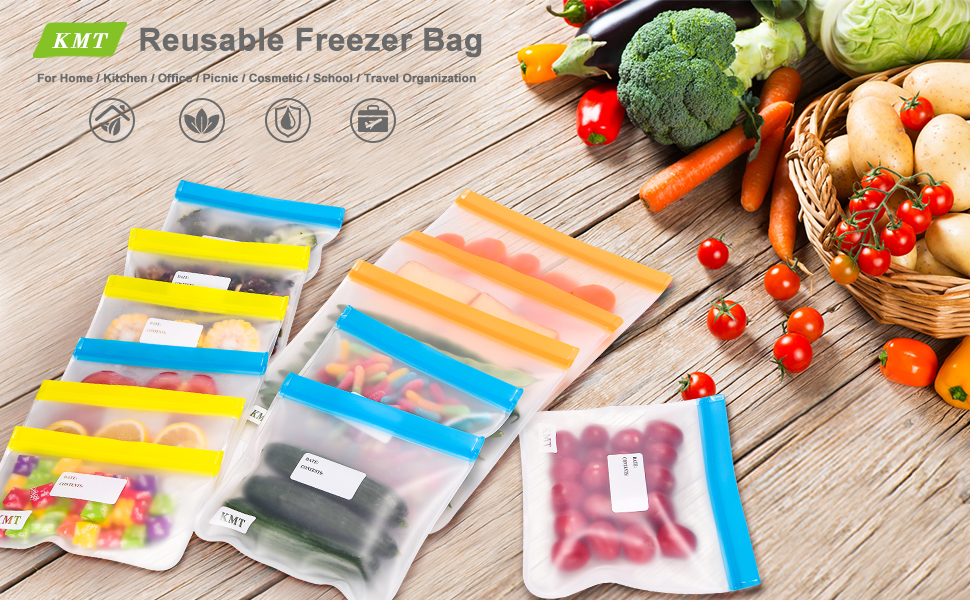 Large Reusable Snack Bags for Kids, BPA Free Leakproof