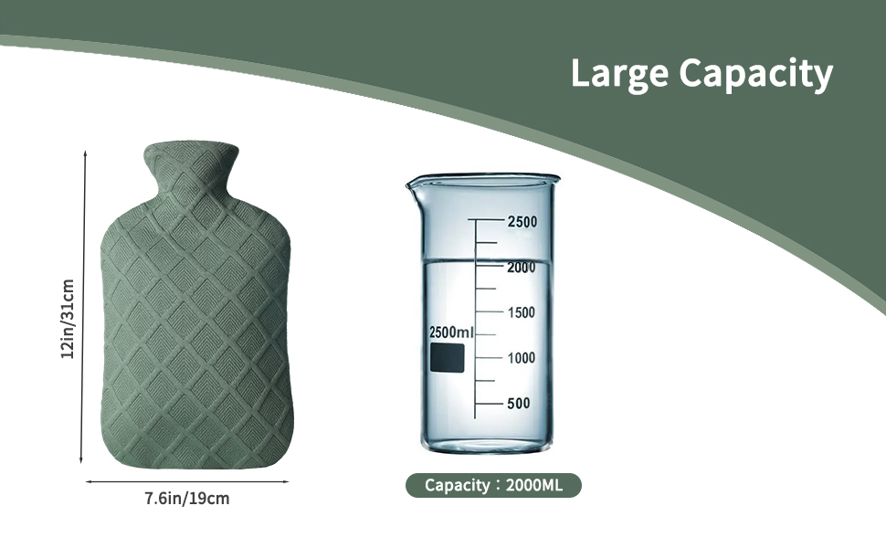 samply Hot Water Bottle with Soft Cover, 2L Hot Water Bag for Menstrual Cramps, Neck