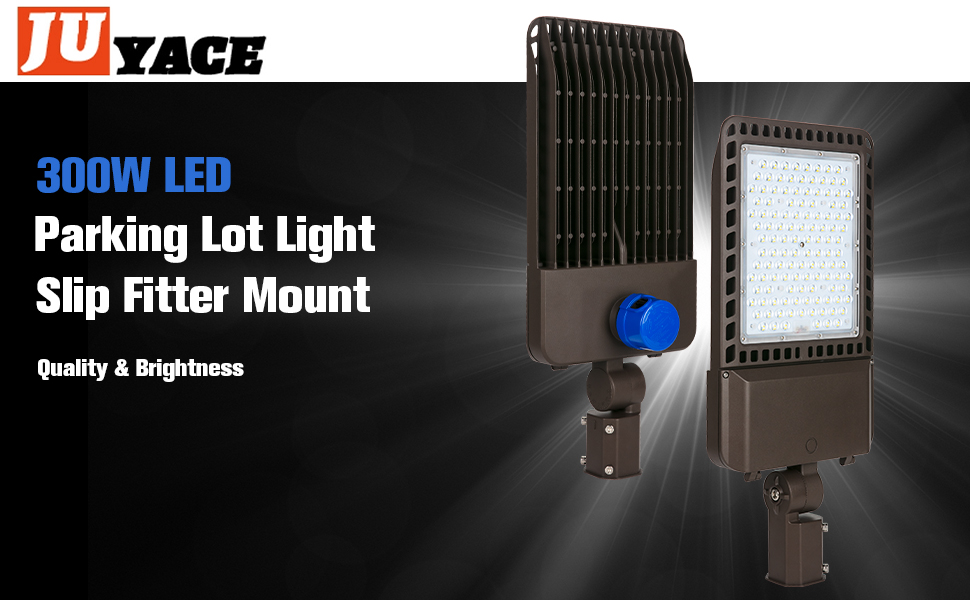 Juyace 300W LED Parking Lot Light Pole Fixture with Slip Fitter Mount