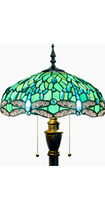 ネイビーカラーの素敵なランプ・USA ZJART Tiffany Floor Lamp Stained Glass Lamp 16X16X70 Inch