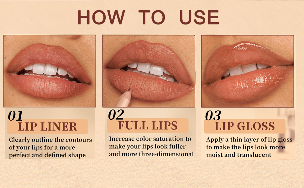 Matte Lip Liner Set Brown Tone Natural Lip Makeup