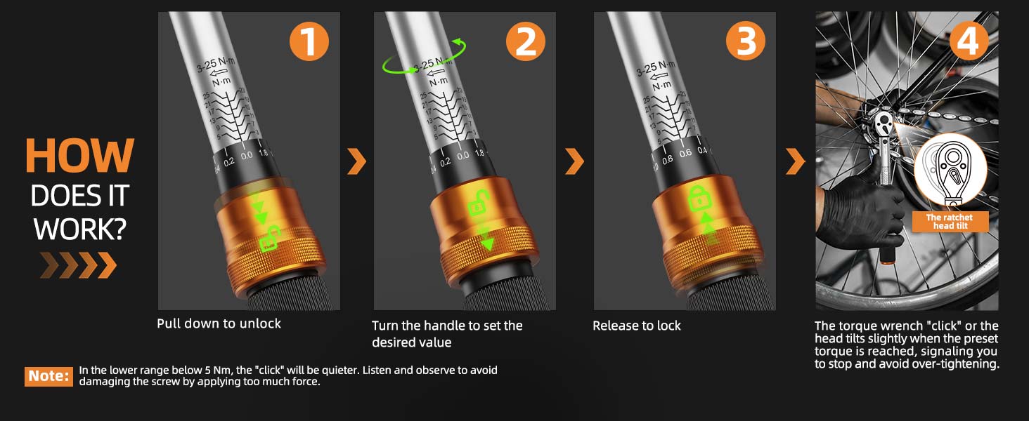 bike tools click torque wrenches mini torque wrench 3-25NM