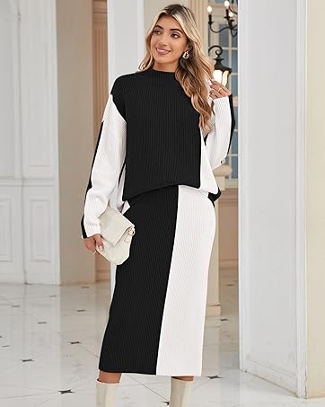 2 Piece Outfits Sweater Skirt Set