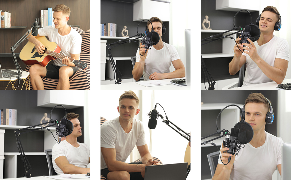 Peradix USB Podcast Microphone Kit Cardioid Condenser Studio PC