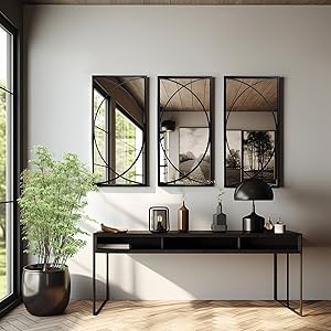 LuxenHome 3 Pieces Black Metal 22 wall mounted mirror