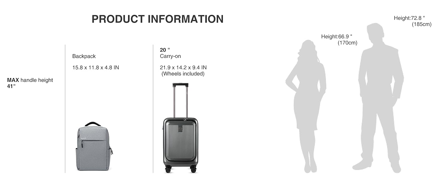 LUGGEX Carry on Luggage 22x14x9 Airline Approved PC