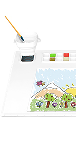 white silicone painting mat with cleaning cup