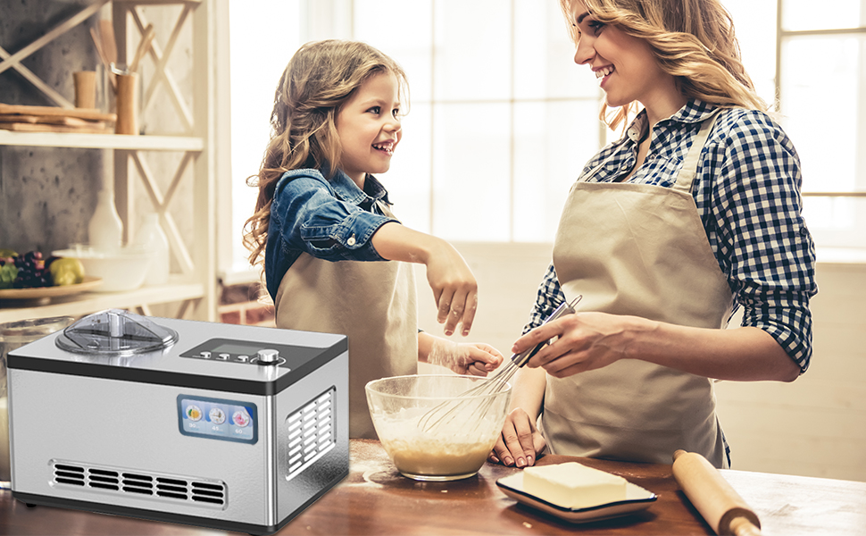 Homtone Ice Cream Maker, No preFreezing Automatic Ice Cream Machine 2