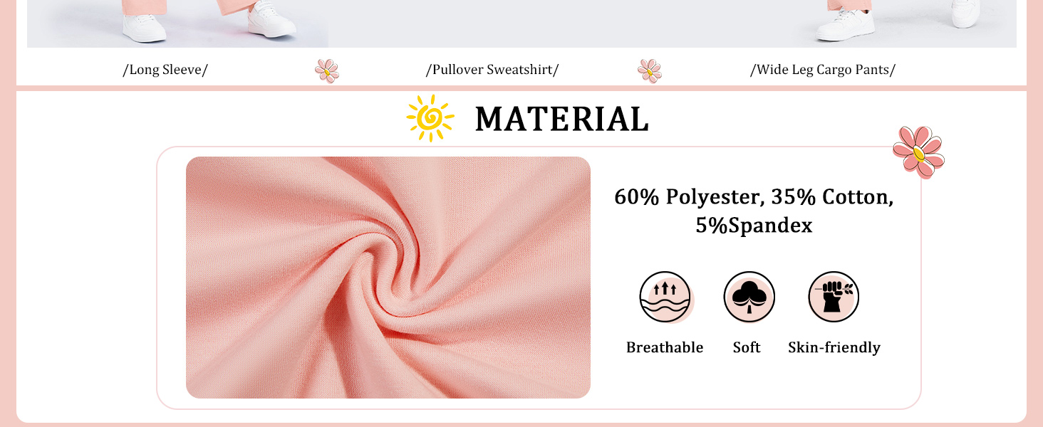 Teens 2 Piece Outfits Casual Crew Neck Sweatshirts And Wide Leg Pants Tracksuit Sets