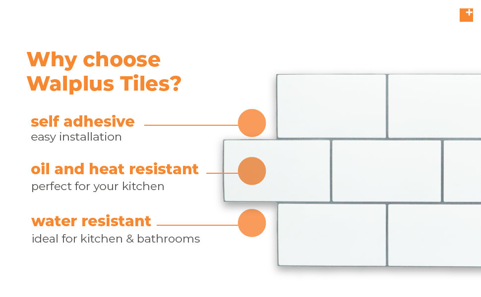 WALPLUS 20 Sheets Peel and Stick Kitchen Backsplash Tile Stickers Self