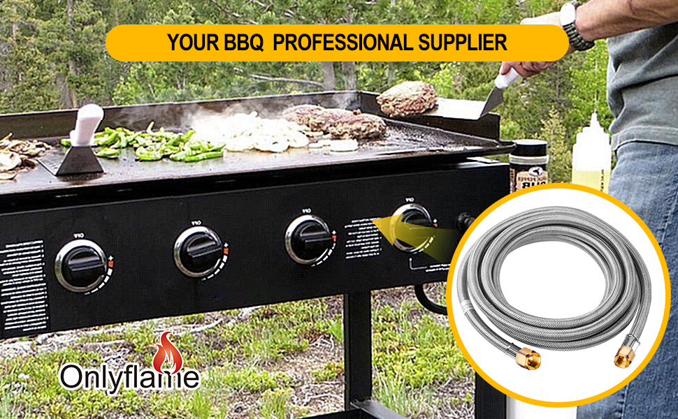 Onlyflame 12FT Propane Hose Extension with 3/8" Female Flare on Both