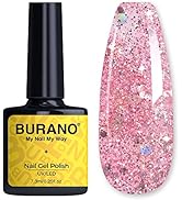 BURANO Glitter Gel Nail Polish, LED UV Nail Gel Shimmer Holographic Effect Soak off Gel Curing Re...