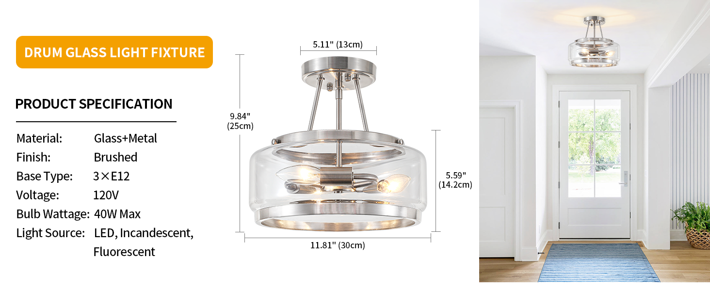 Semi Flush Mount Ceiling Light