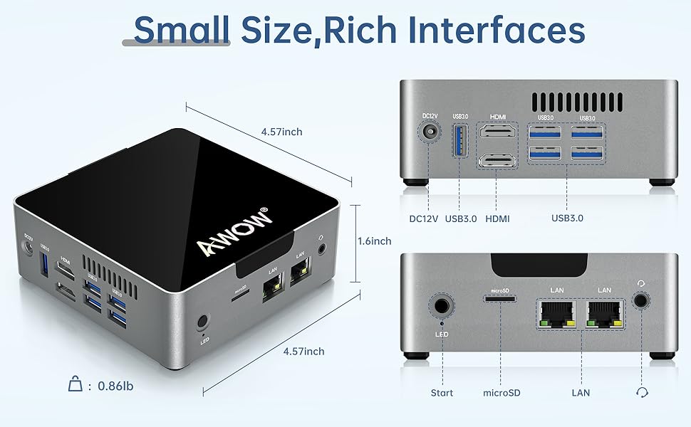 AWOW Mini PC, 256GB SSD Mini Desktop Computer, Intel