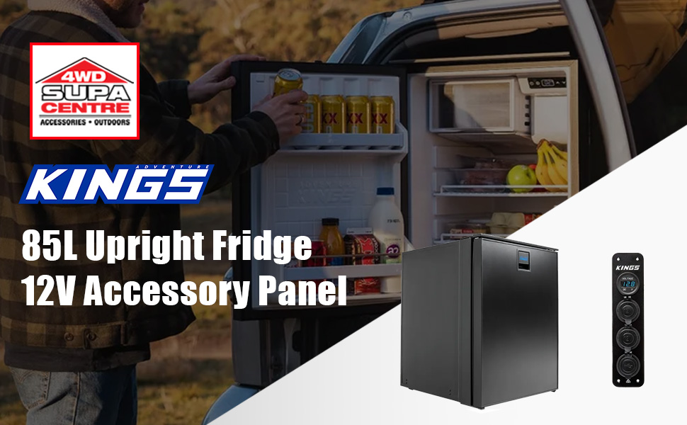 Adventure Kings 85L Upright Camping Fridge with 12V 4WD Accessory Kit Automotive