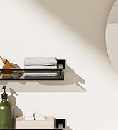 Alise Bathroom Glass Shelf, 24-inch Tempered Glass Shelves for Bathroom, Stainless Steel Modern F...